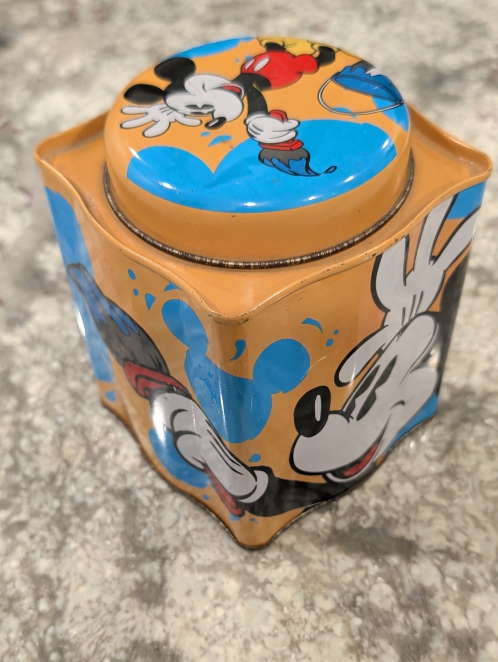 Vintage Mickey Mouse 'The Painter' Litho Cookie Tin Canister